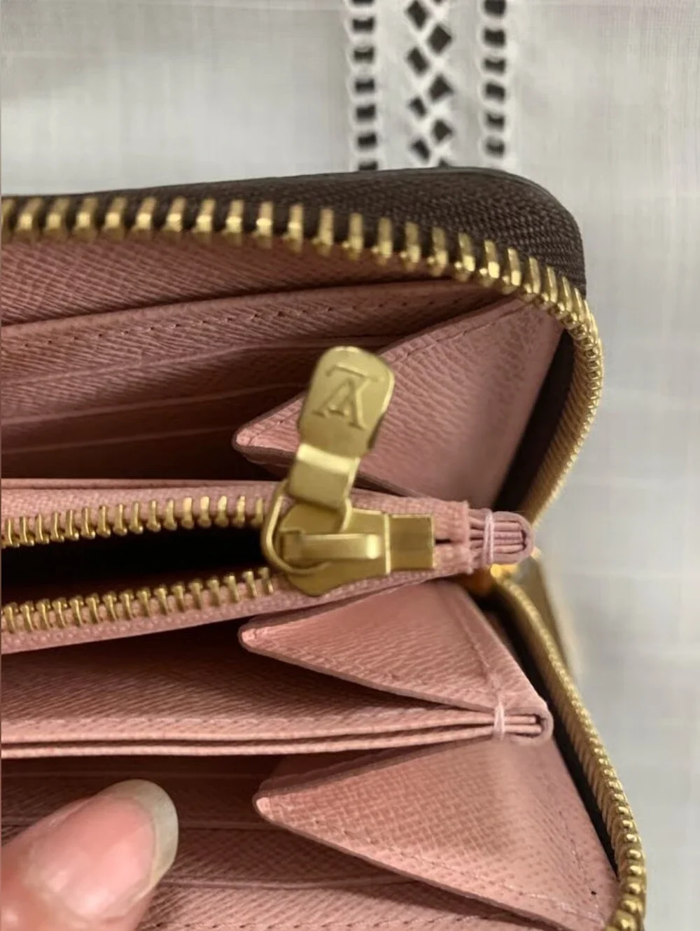 Louis Vuitton Pink Zip-Around Continental Wallet with Gold Hardware